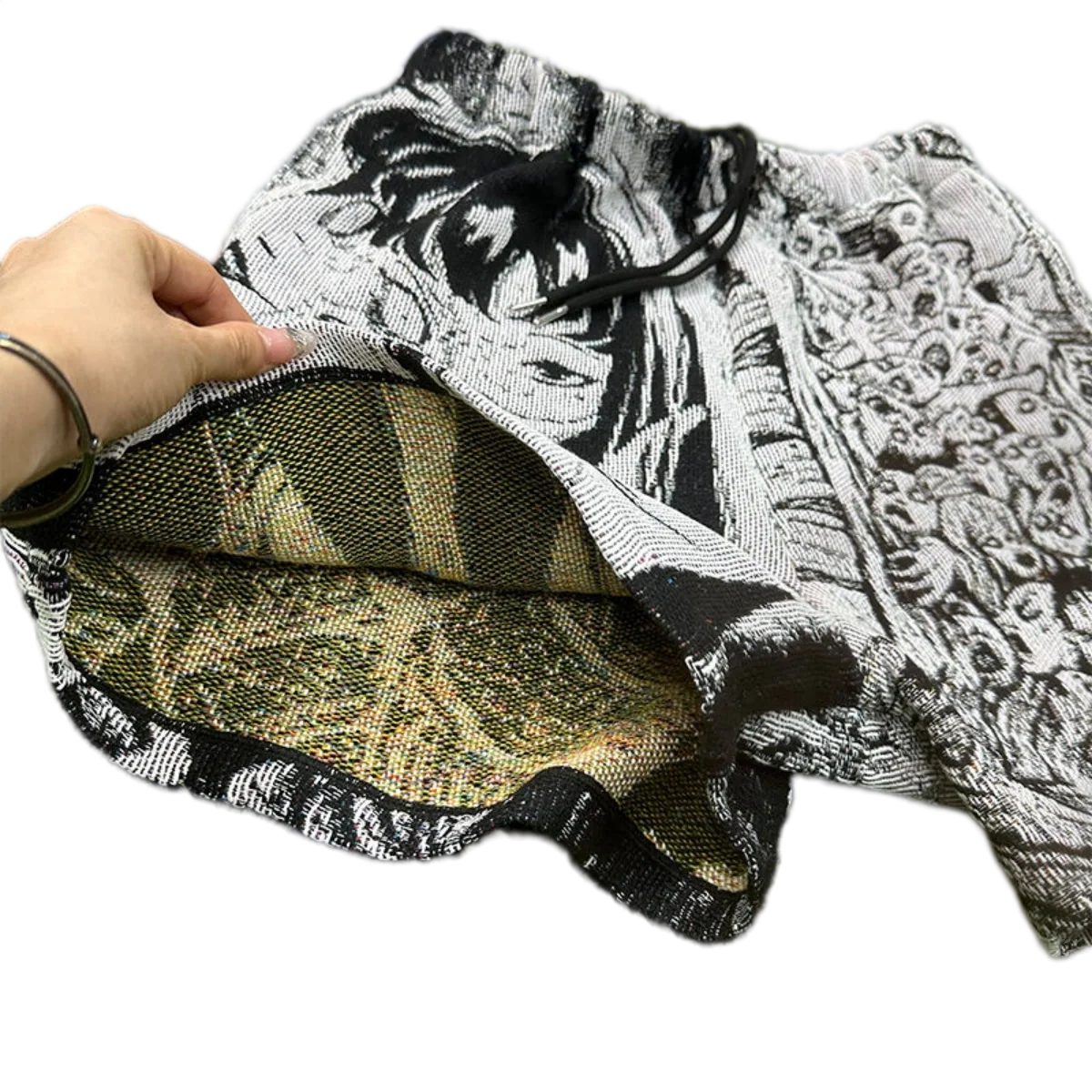 Black & White Anime Woven Tapestry Shorts