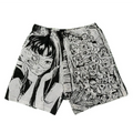 Black & White Anime Woven Tapestry Shorts
