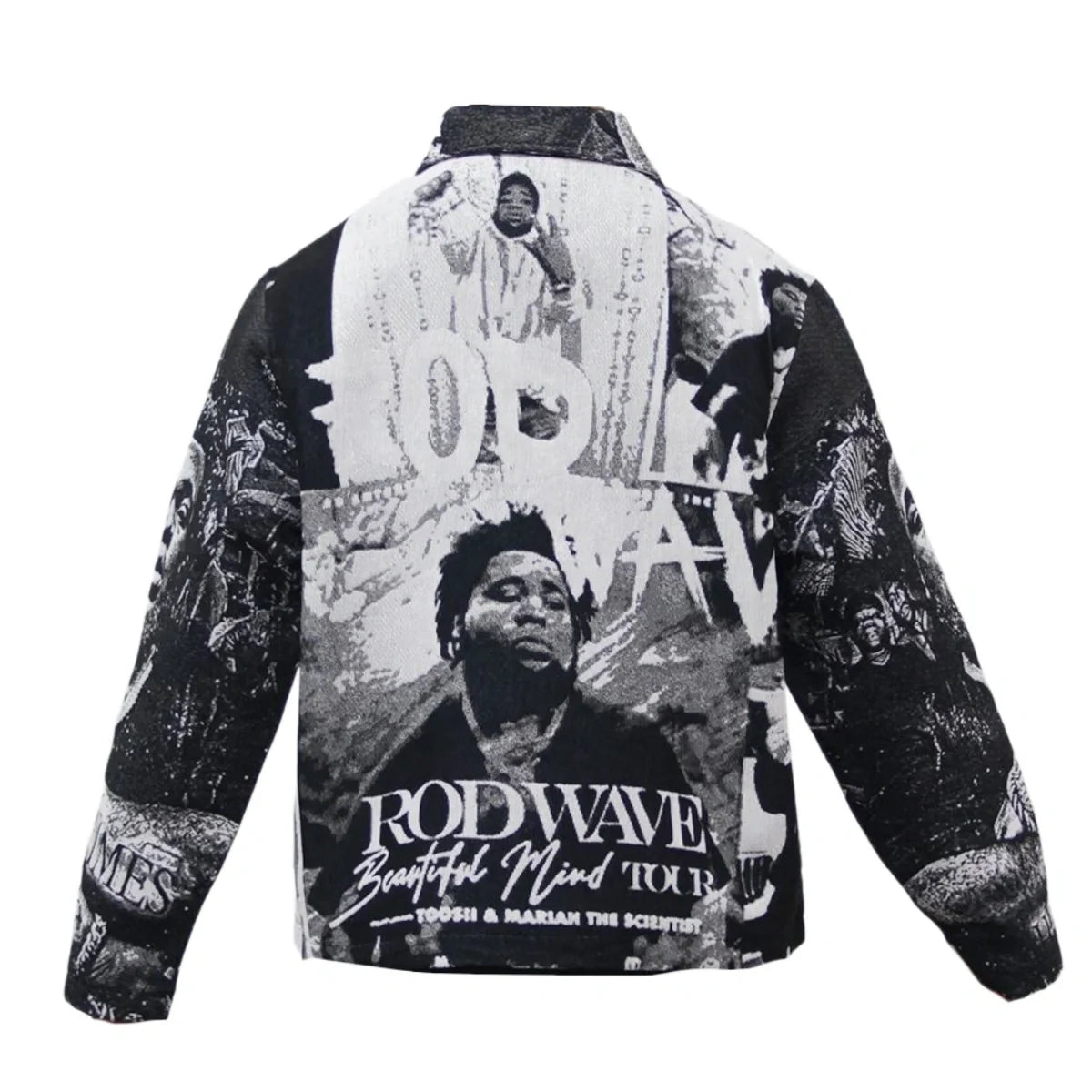 Black & White Woven Tapestry Zip Jacket