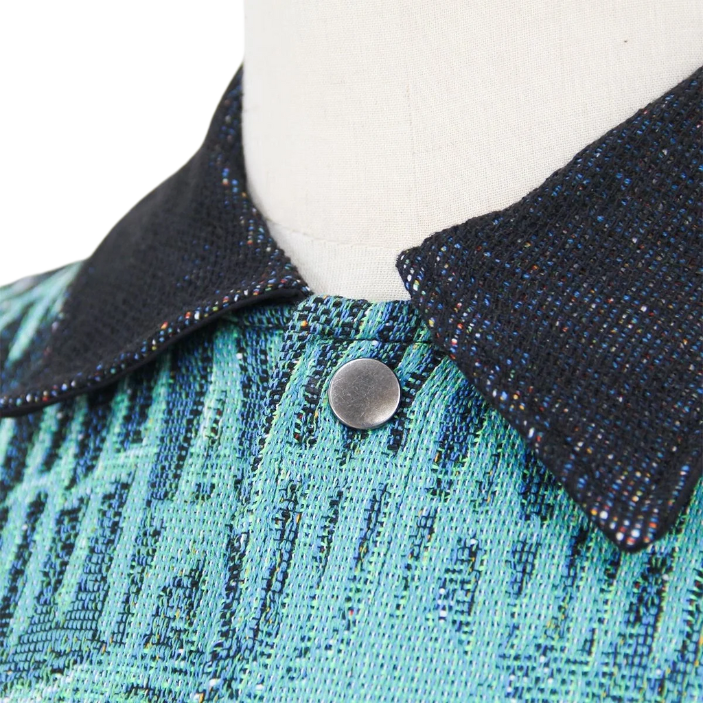 Teal Clown Woven Tapestry Button-Up Shirt