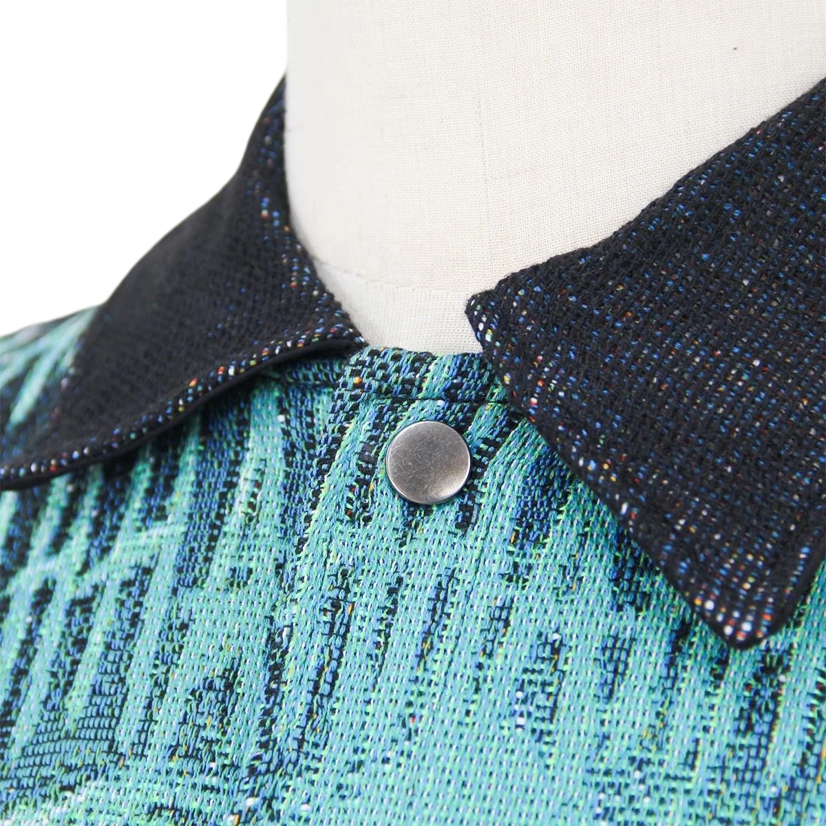Teal Clown Woven Tapestry Button-Up Shirt