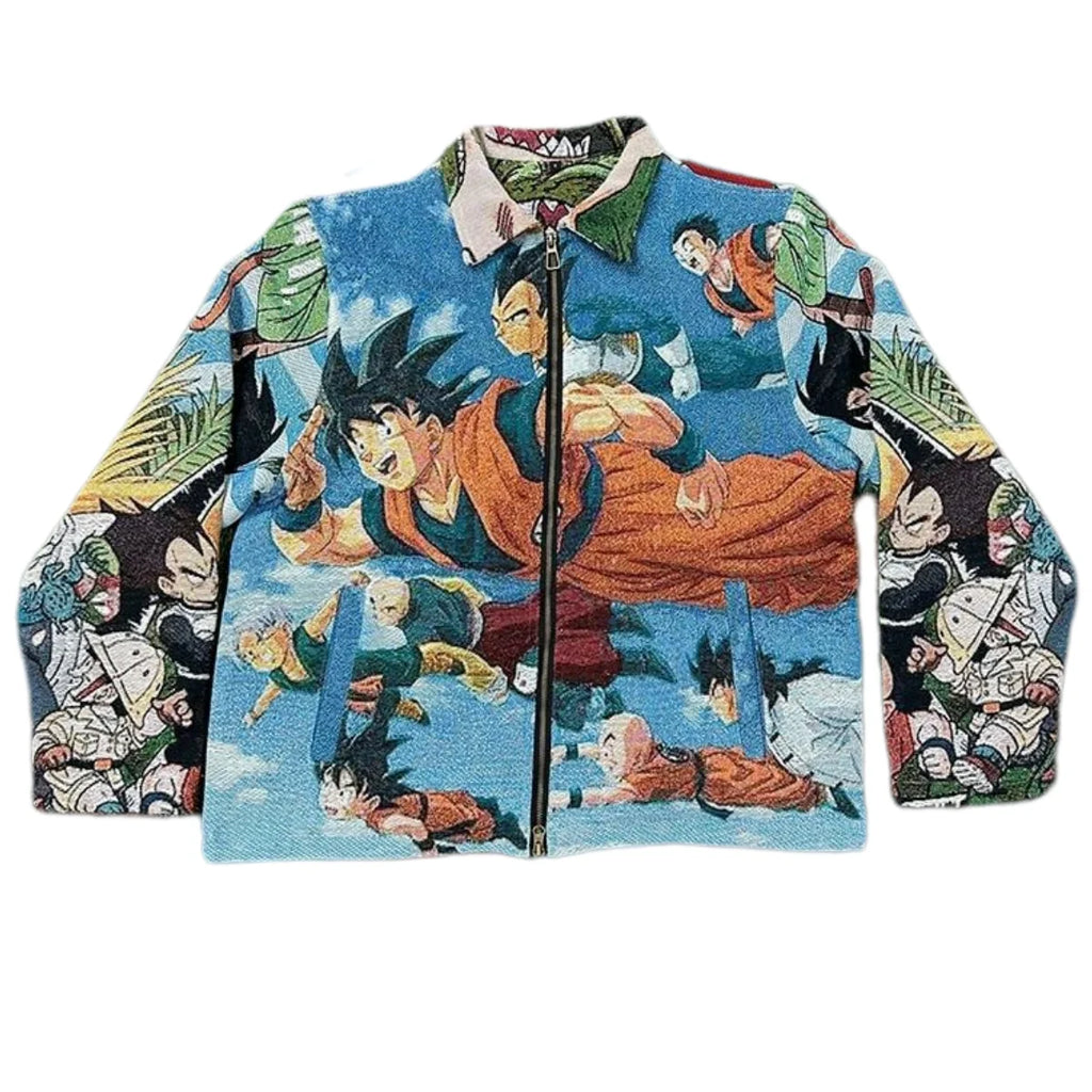 Action-Packed Anime-Style Print Jacket