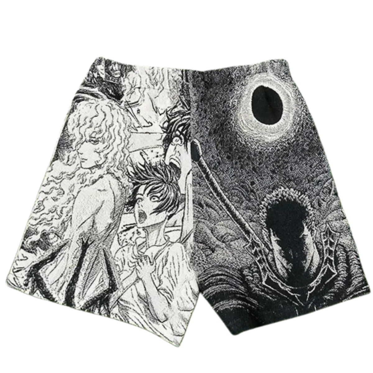 Black & White Anime Woven Tapestry Shorts