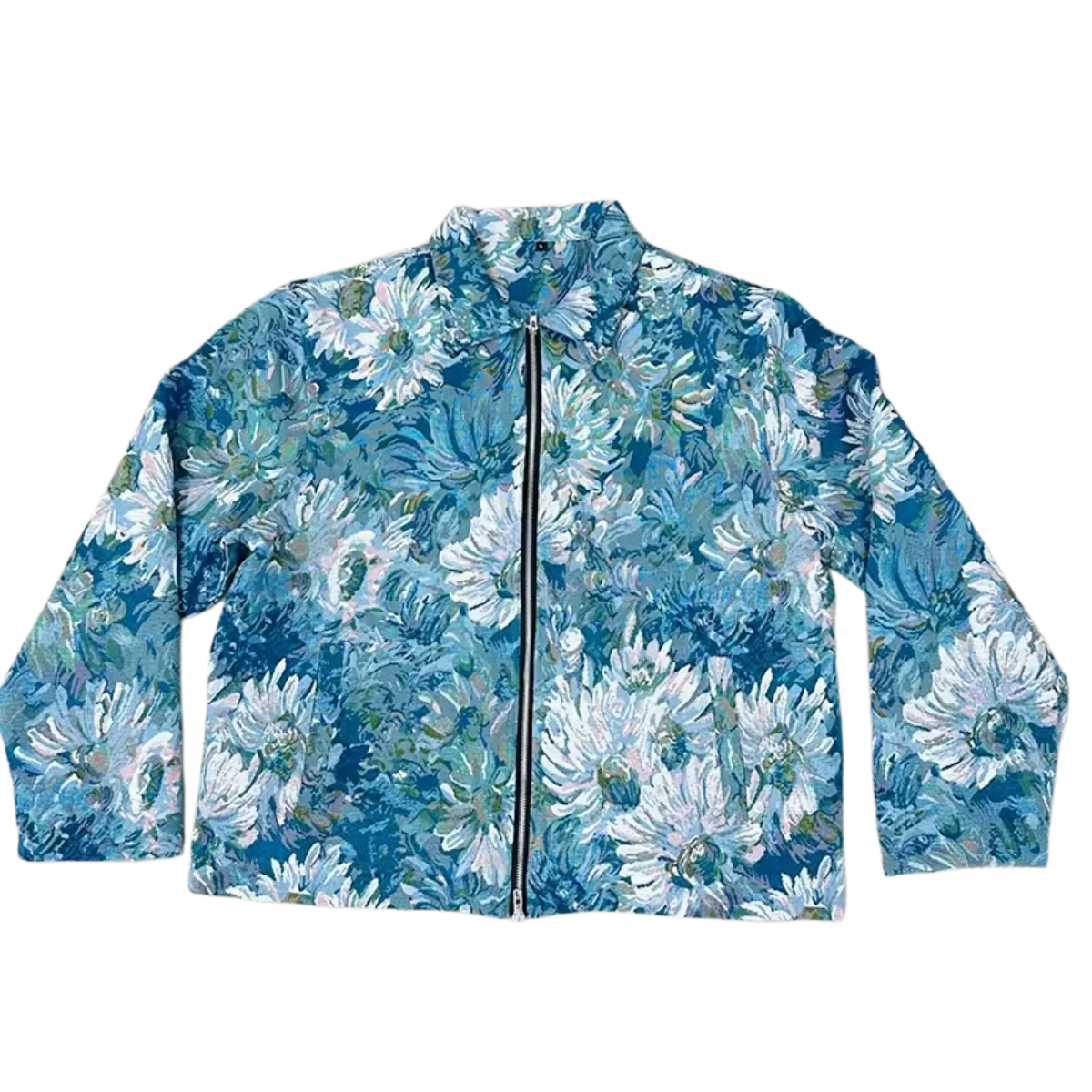 Blue Floral Woven Tapestry Jacket