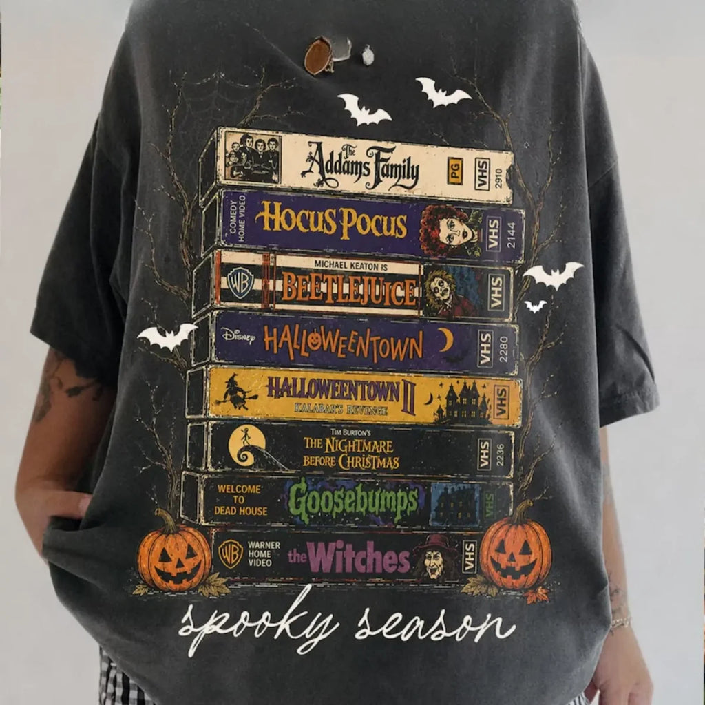 Spooky Season VHS Halloween Graphic T-Shirt – Retro Horror Movie Vintage Tee