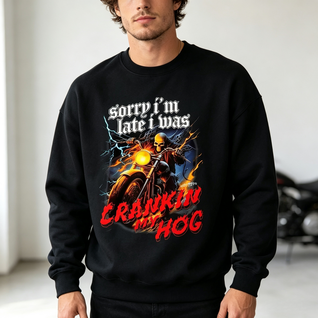 Sorry I'm Late I Was Riding My Hog Vintage Motorcycle Graphic T-Shirt/Hoodie