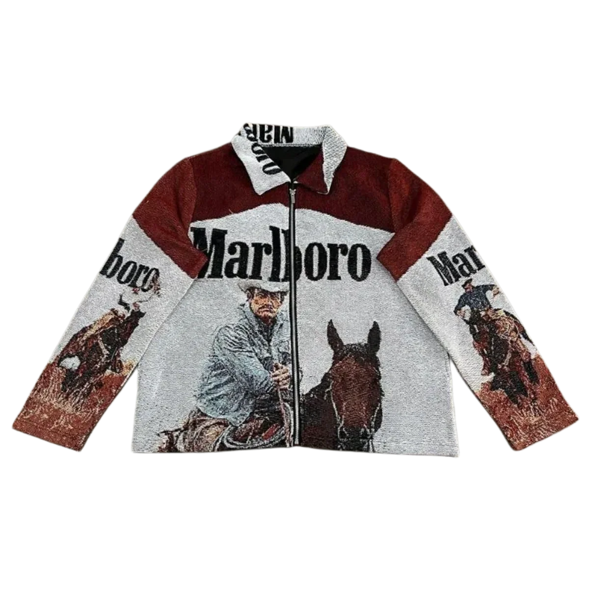 Vintage Western Tobacco Marlboro Woven Tapestry Jacket