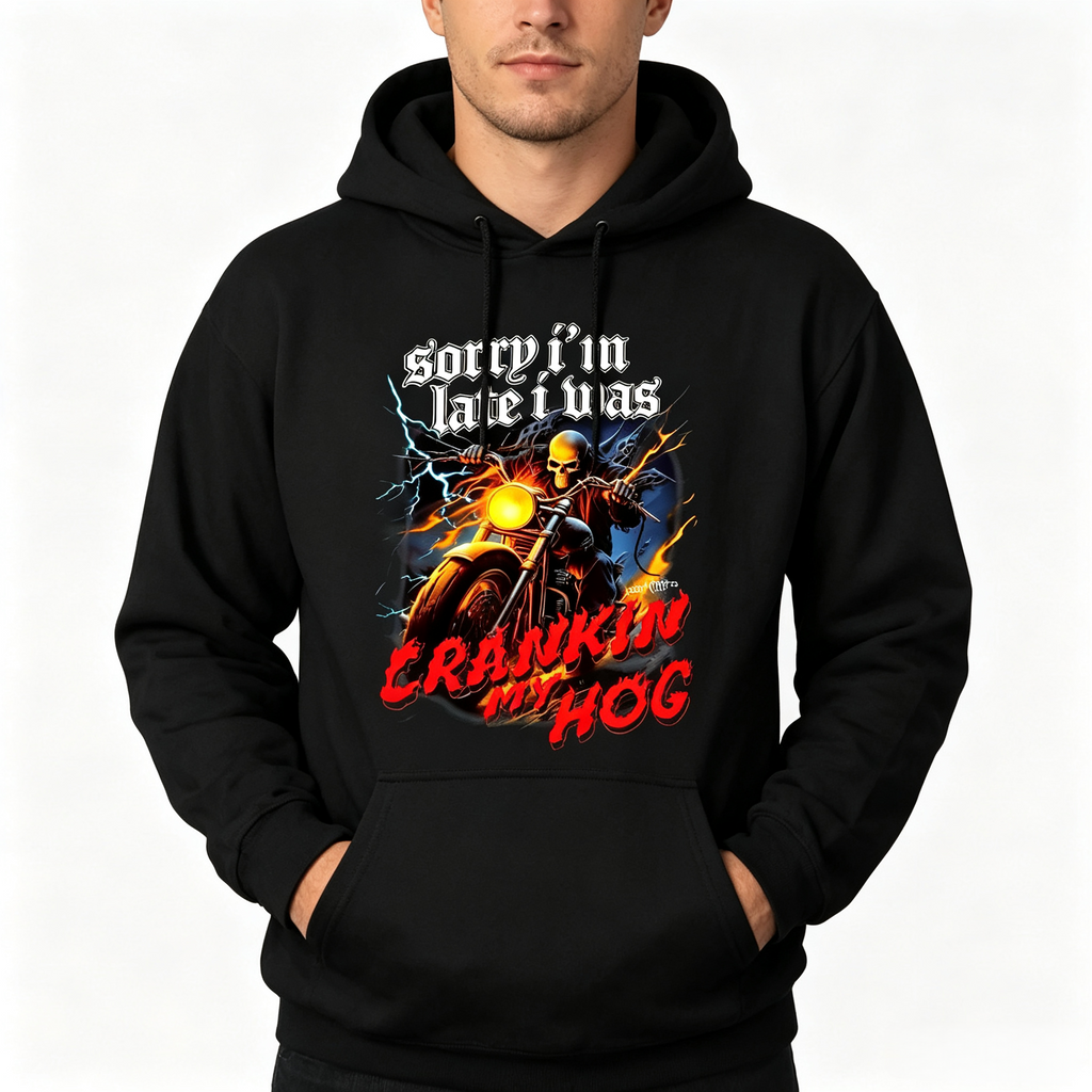 Sorry I'm Late I Was Riding My Hog Vintage Motorcycle Graphic T-Shirt/Hoodie