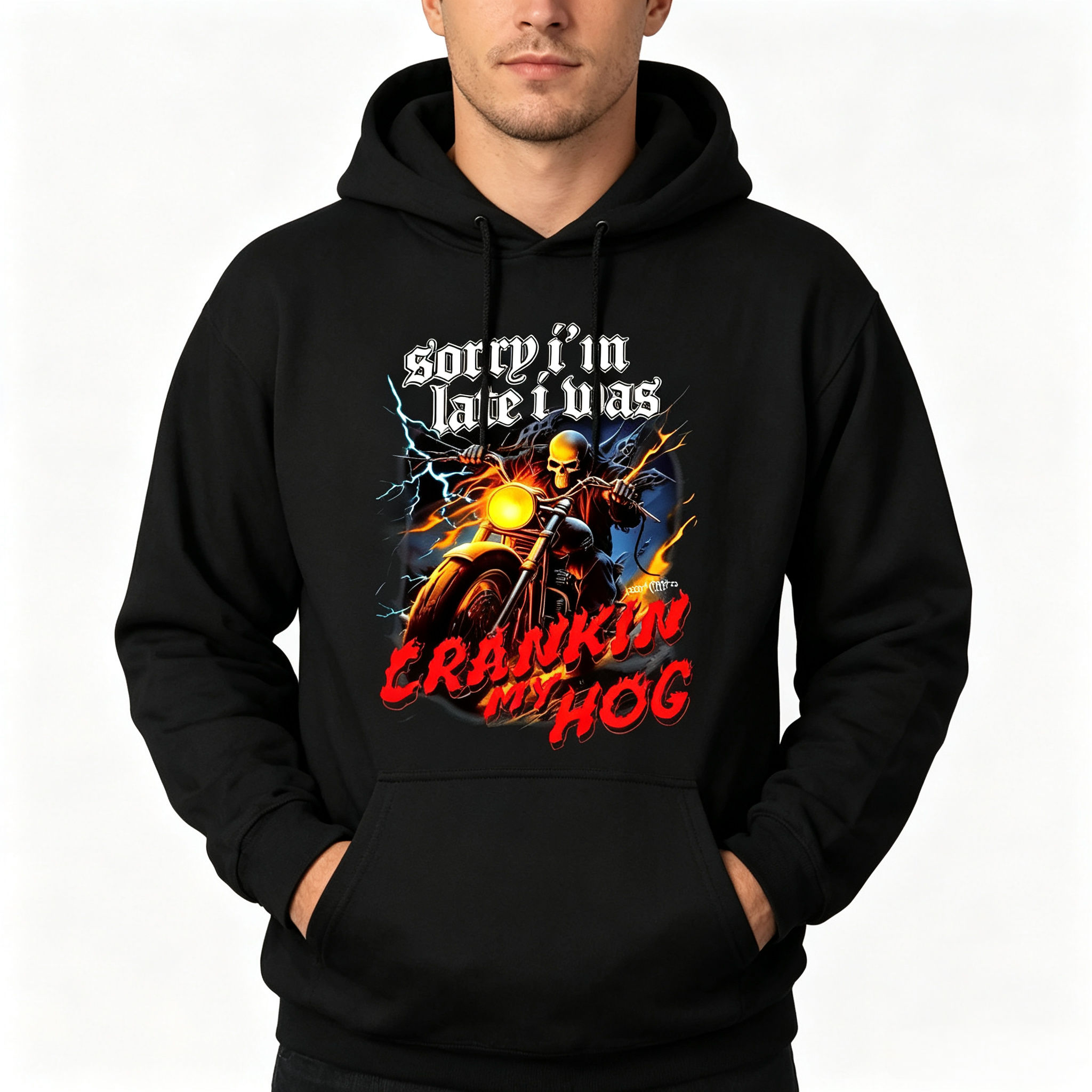 Sorry I'm Late I Was Riding My Hog Vintage Motorcycle Graphic T-Shirt/Hoodie