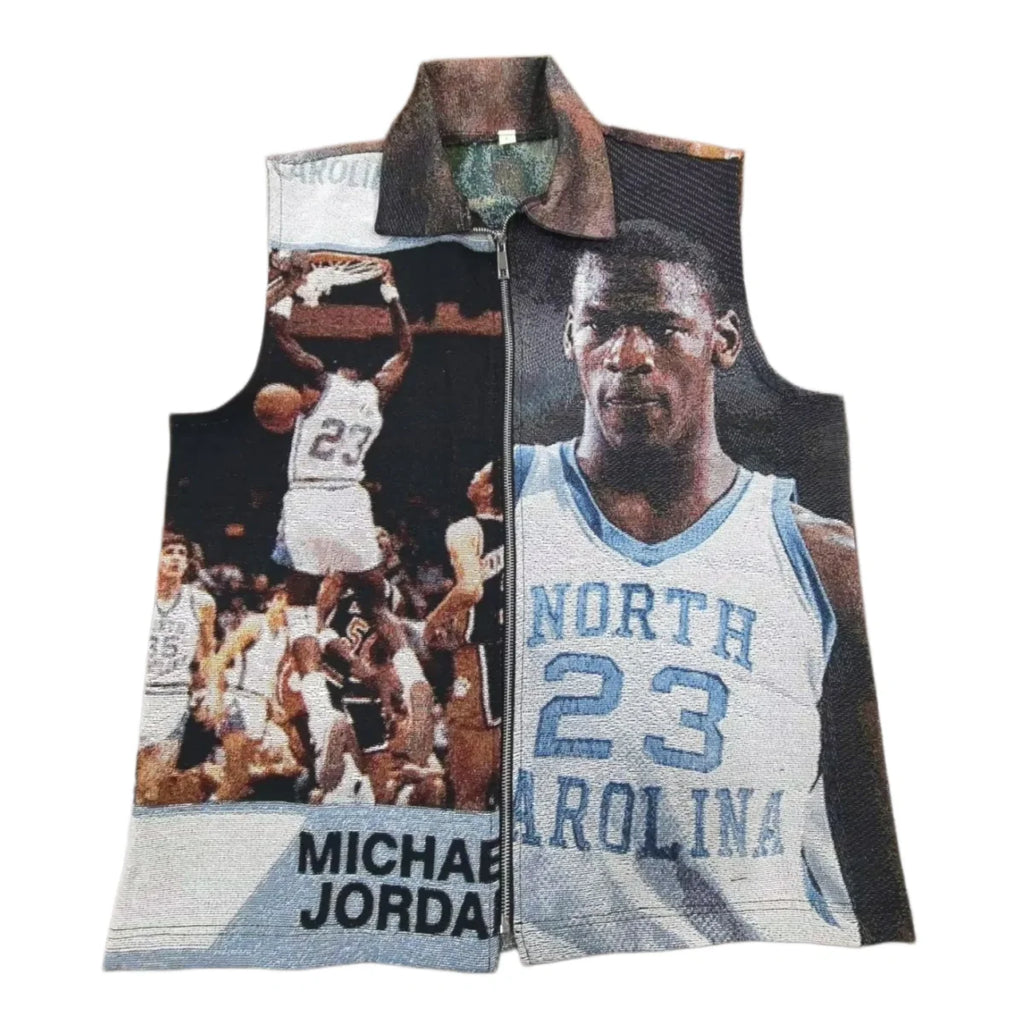 Vintage Basketball Legend Woven Jacquard Tapestry Vest