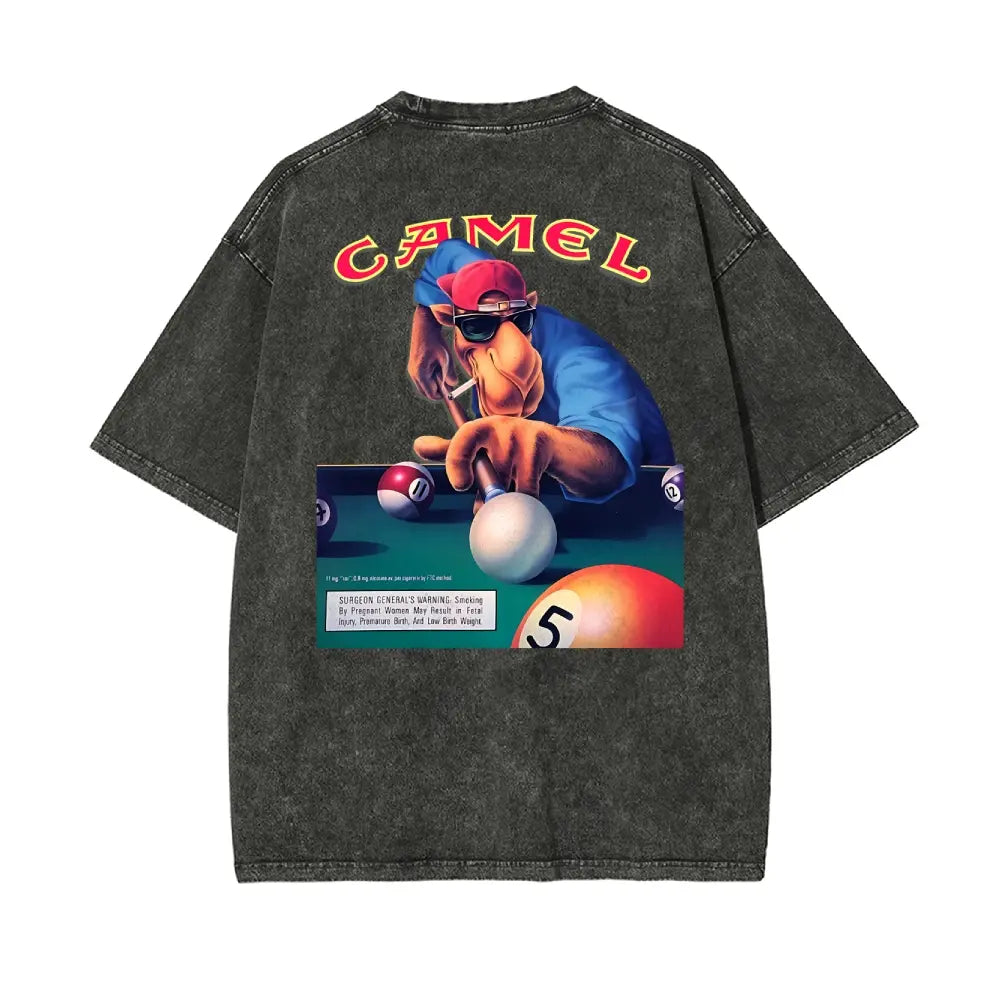 Vintage Camel Pool Player Graphic T-Shirt