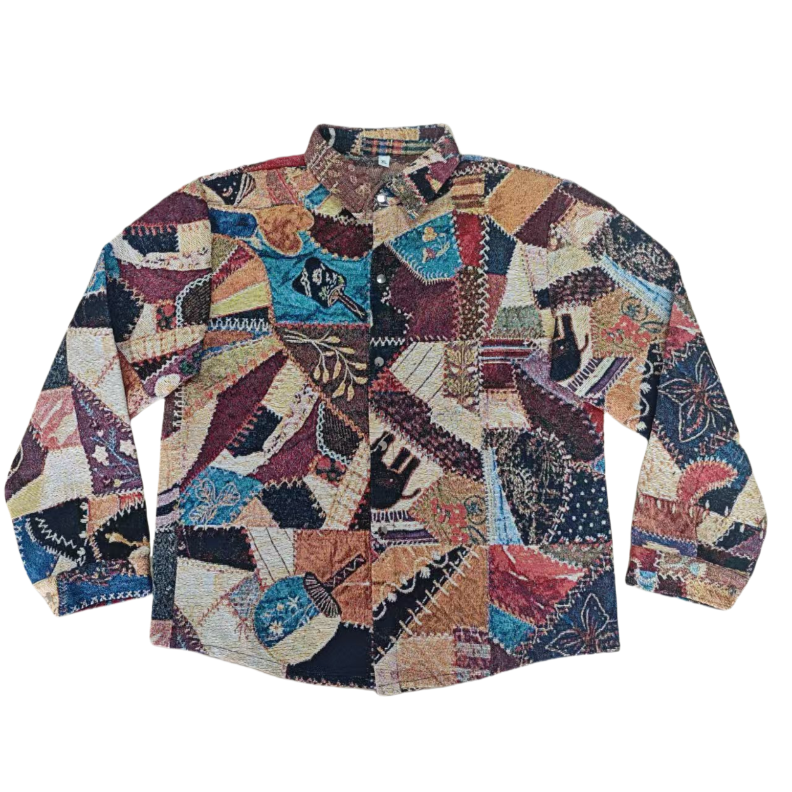 Vintage Patchwork Jacquard Shirt Jacket