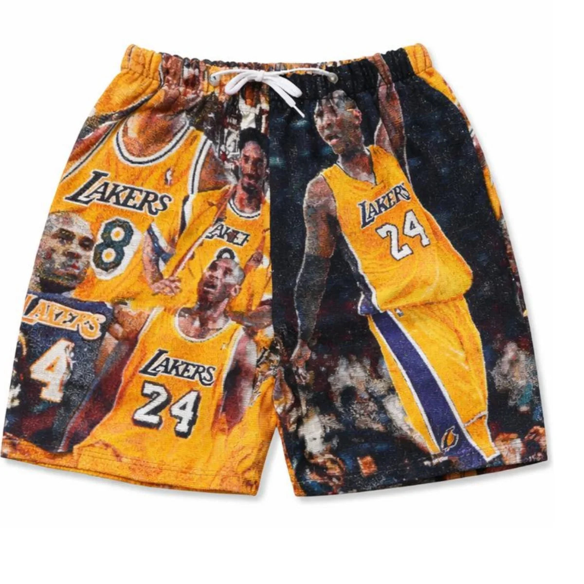 Kobe Tribute Tapestry Shorts – Vintage Woven Lakers Graphic Basketball Shorts