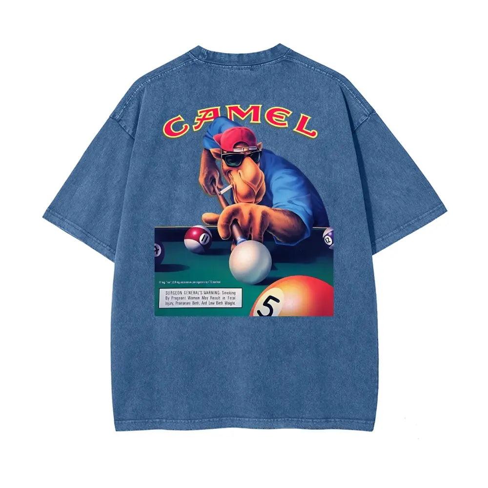 Vintage Camel Pool Player Graphic T-Shirt