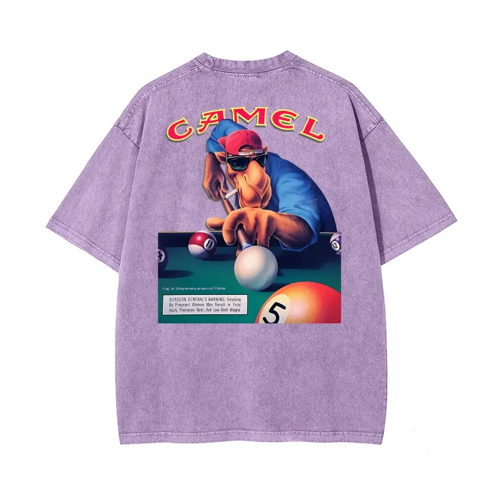 Vintage Camel Pool Player Graphic T-Shirt