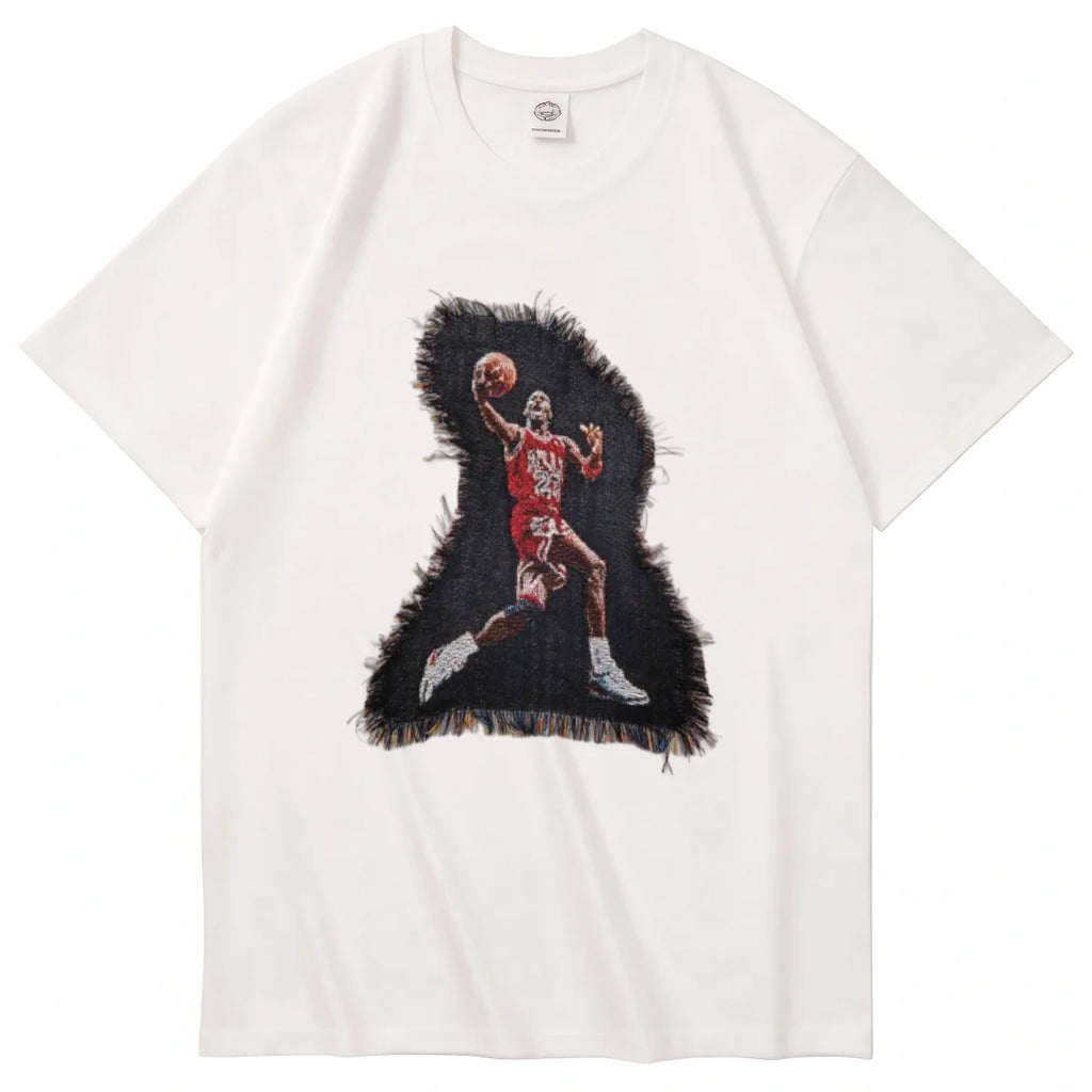 Michael Jordan Jump Shot Woven Patch Graphic T-Shirt