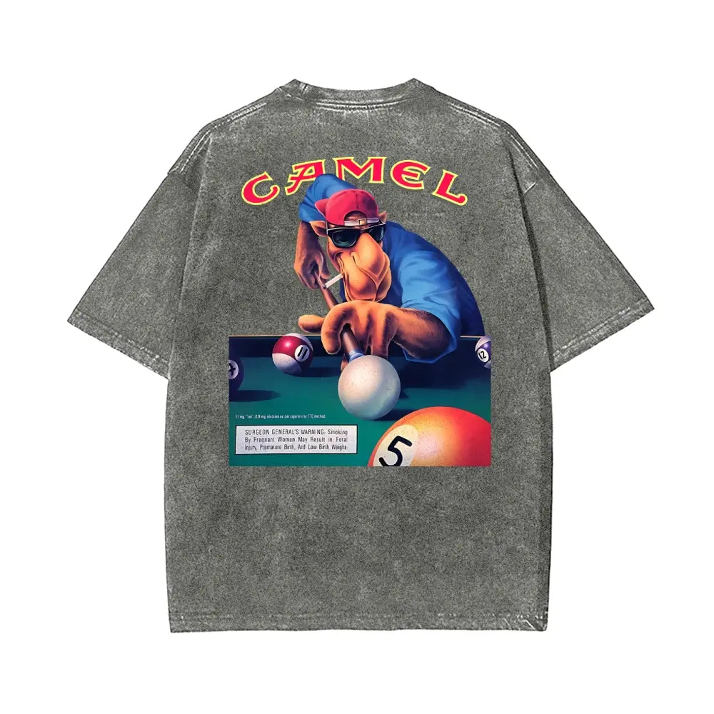 Vintage Camel Pool Player Graphic T-Shirt