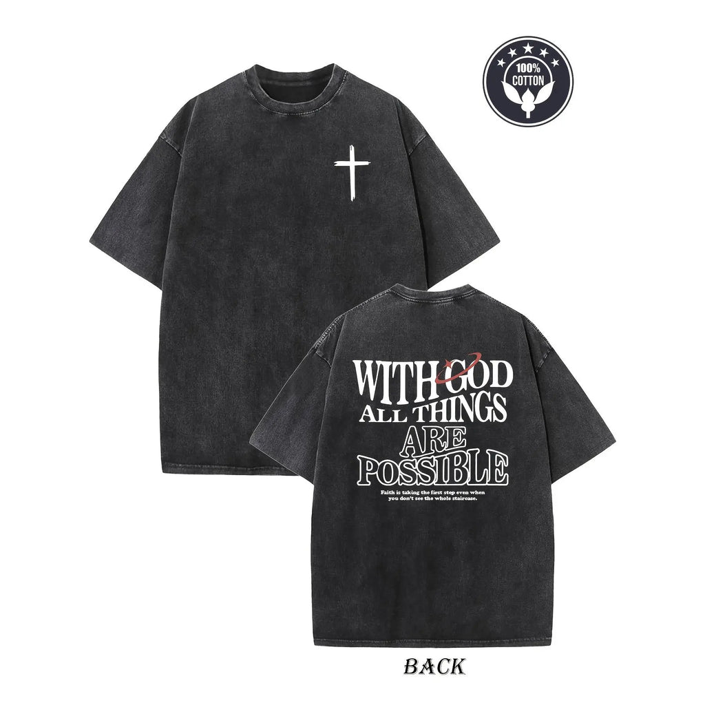 With God All Things Are Possible Christian Graphic T-Shirt