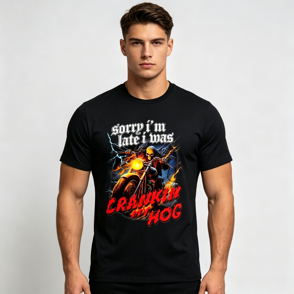 Sorry I'm Late I Was Riding My Hog Vintage Motorcycle Graphic T-Shirt/Hoodie