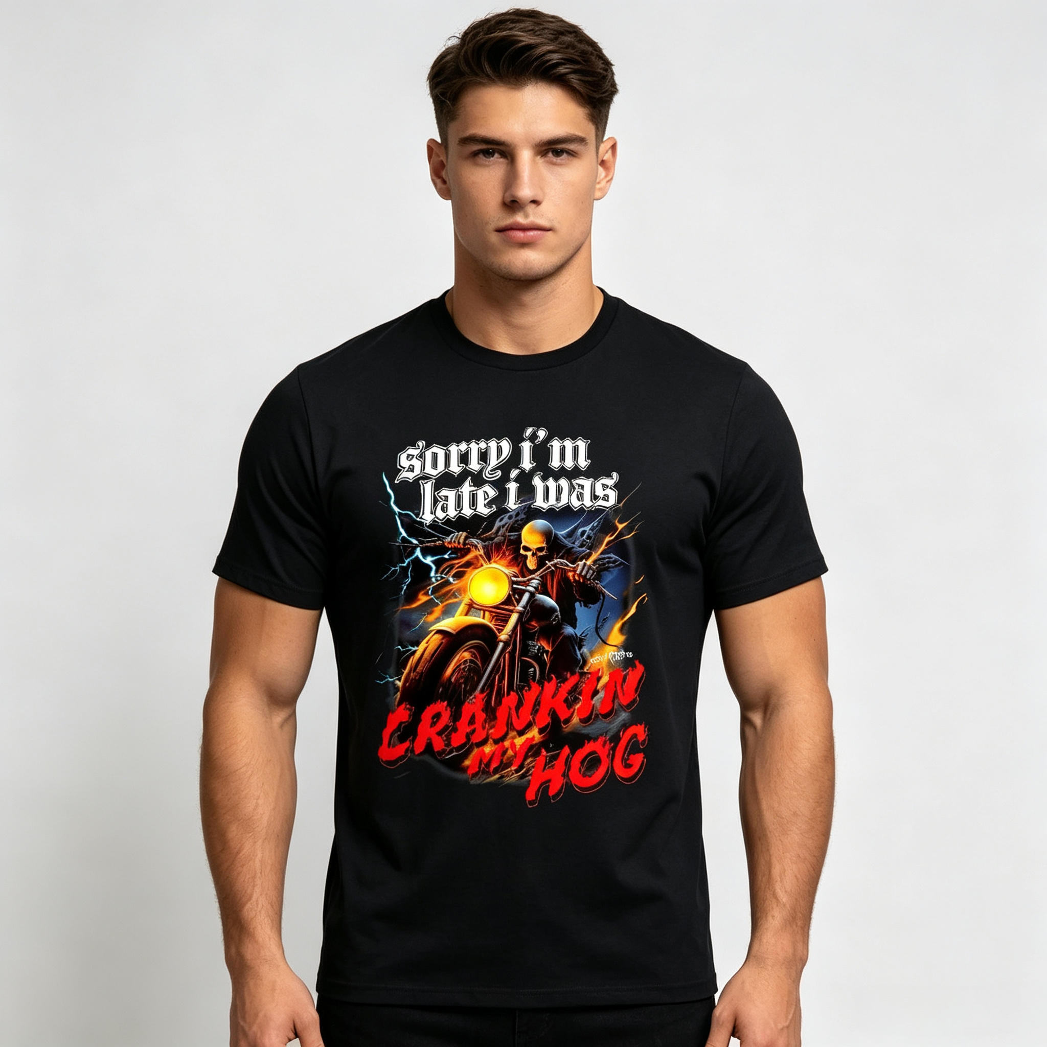 Sorry I'm Late I Was Riding My Hog Vintage Motorcycle Graphic T-Shirt/Hoodie