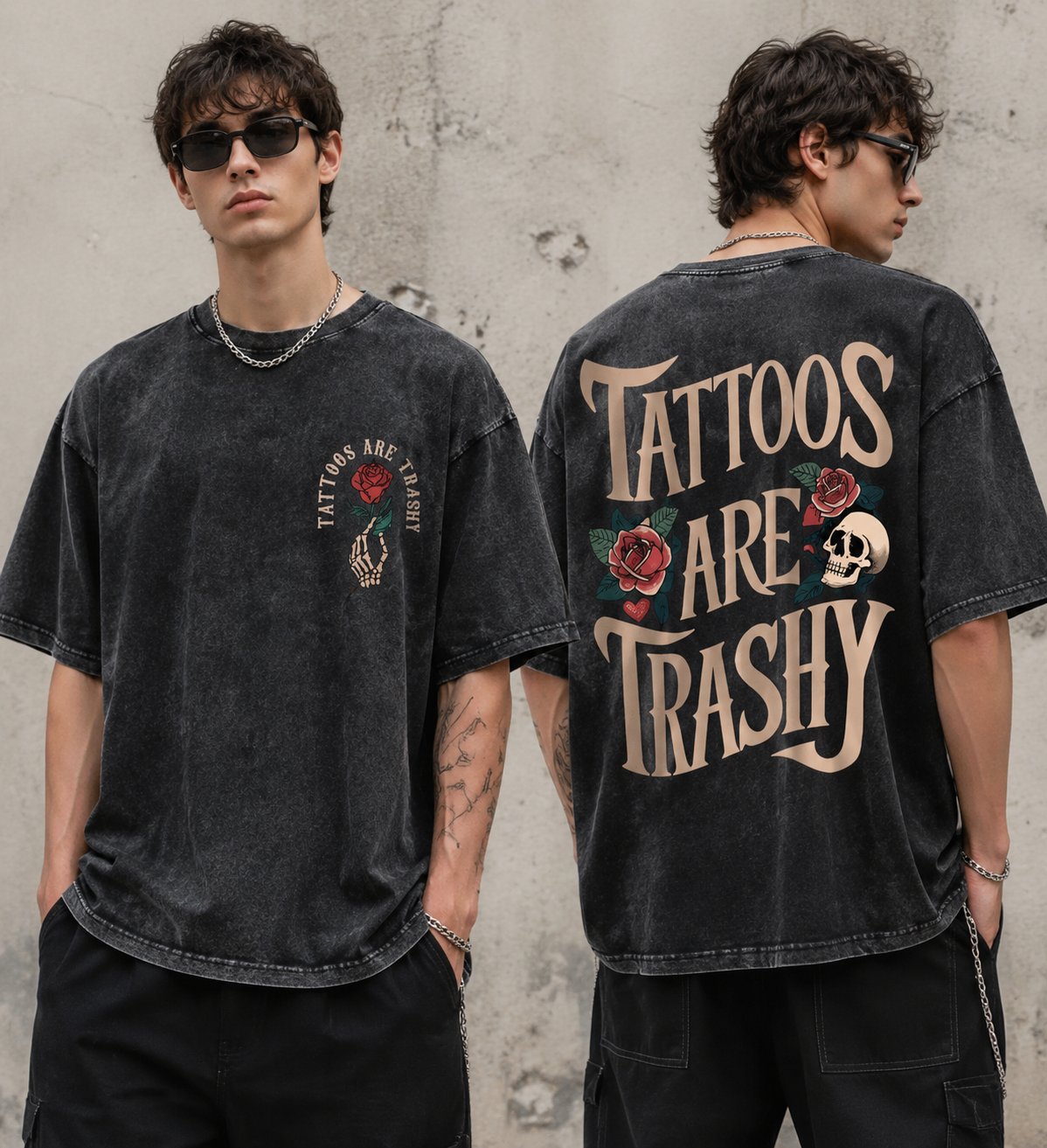 Tattoos Are Trashy Vintage Graphic Oversized T-Shirt