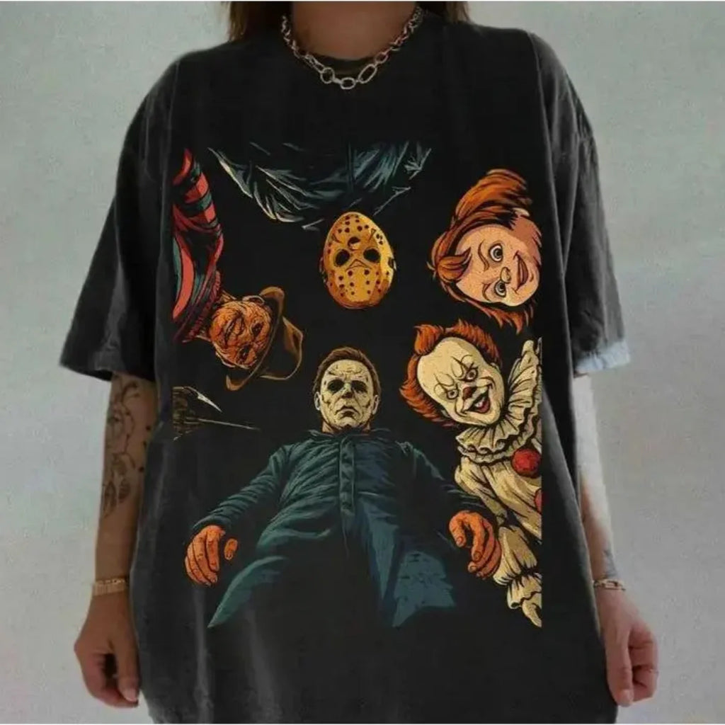 Spooky Halloween Horror Graphic T-Shirt – Vintage Retro Monster Tee