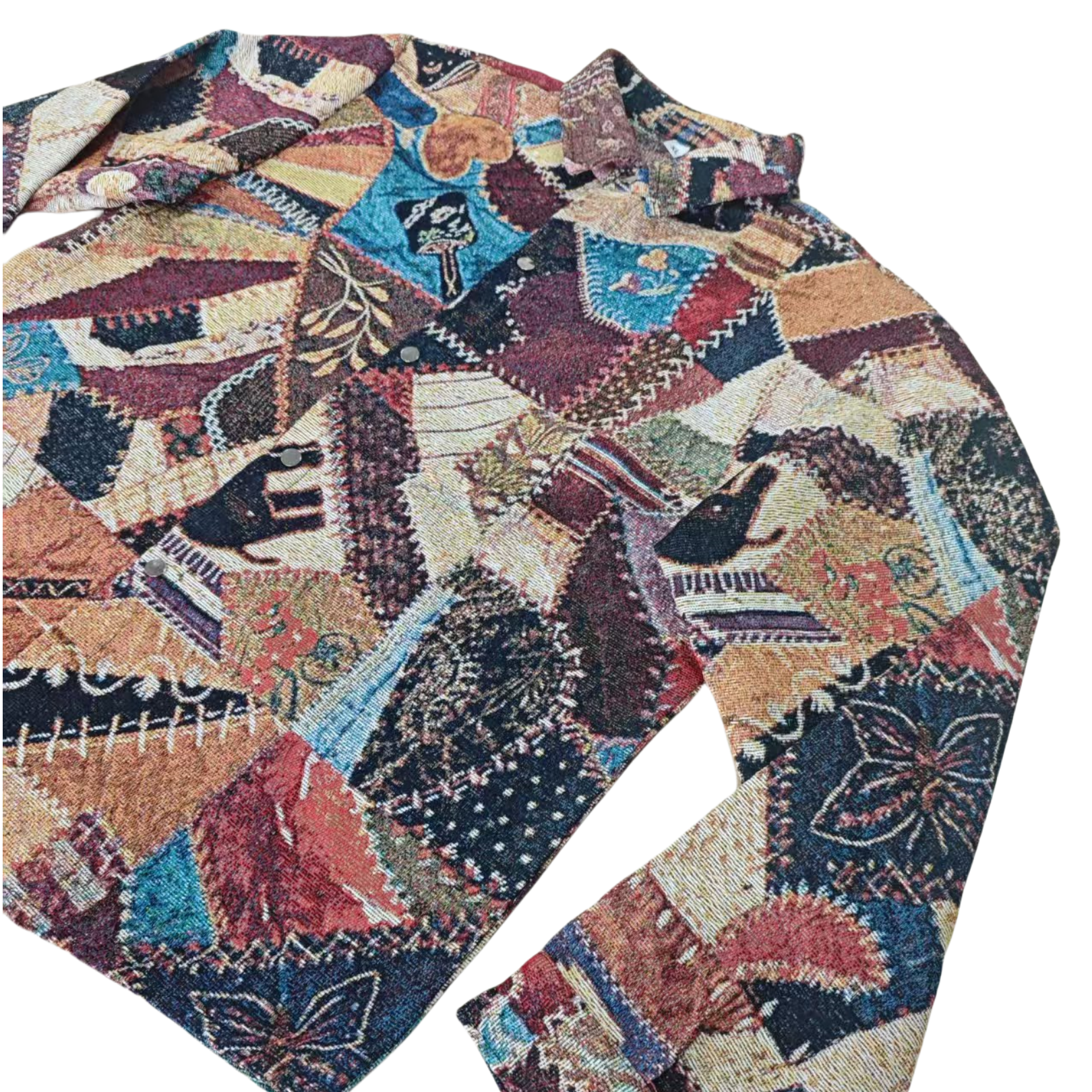 Vintage Patchwork Jacquard Shirt Jacket