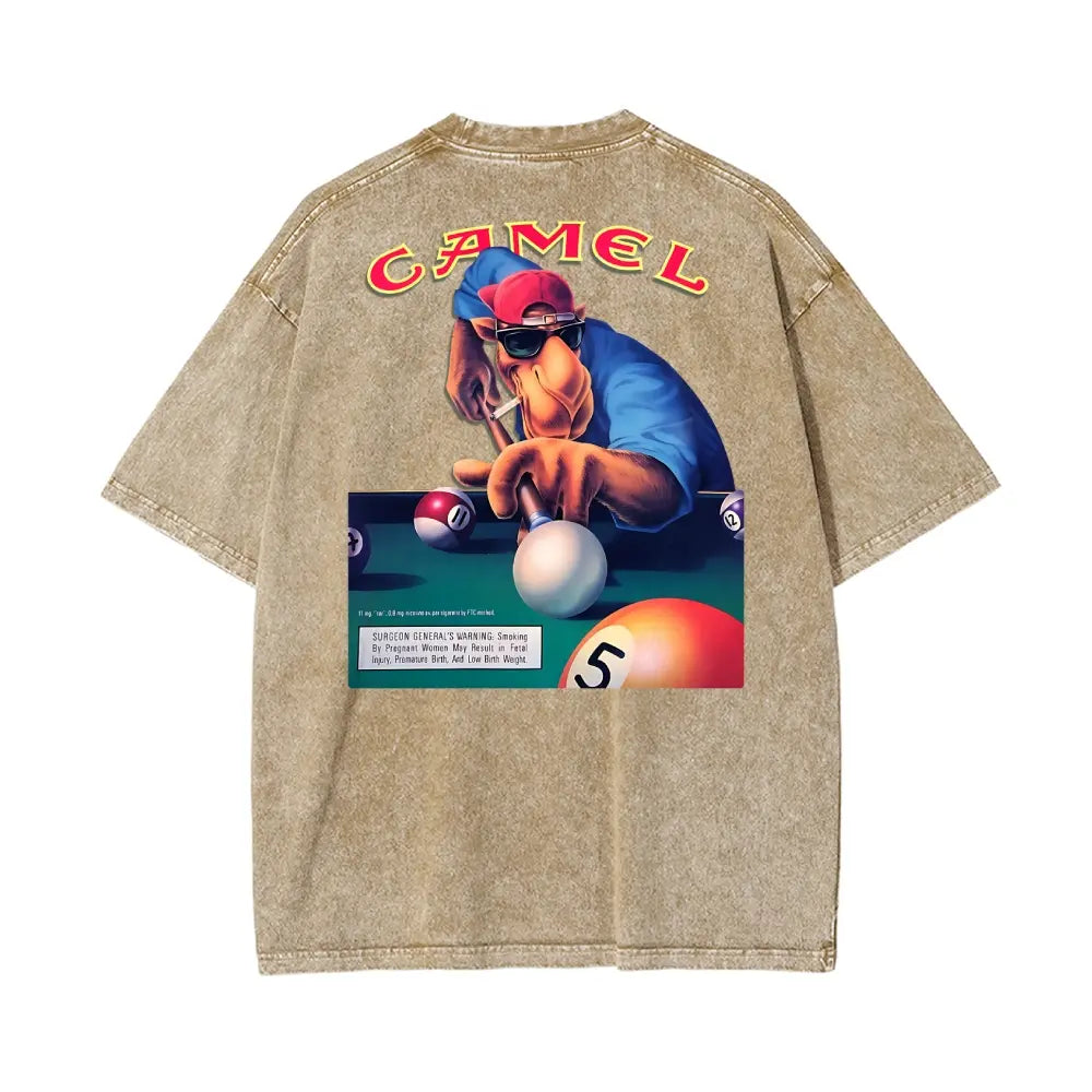 Vintage Camel Pool Player Graphic T-Shirt