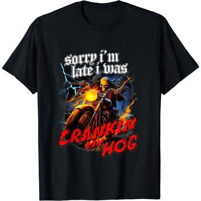 Sorry I'm Late I Was Riding My Hog Vintage Motorcycle Graphic T-Shirt/Hoodie