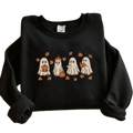 Vintage Ghost Embroidery Sweatshirt | Cozy Black Halloween Pullover