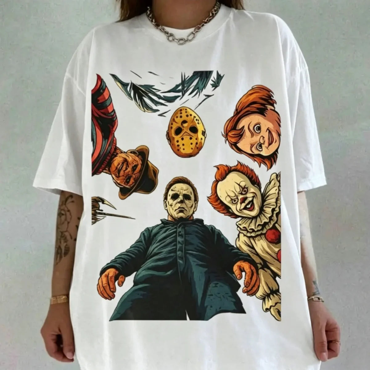 Spooky Halloween Horror Graphic T-Shirt – Vintage Retro Monster Tee